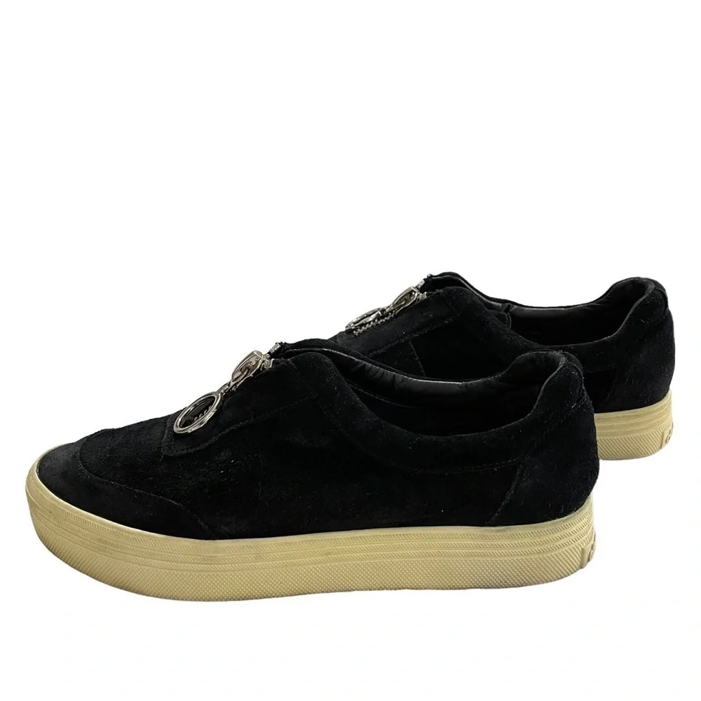 Dolce Vita Sneakers Black Suede Zip Up Platform Sneakers Size 7.5